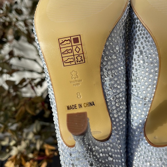 Pink Paradox London - Celebrate - Silver Satin & Rhinestone Peep Toe Heel Size 8 - Picture 14 of 16